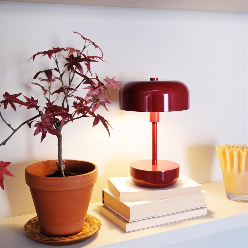Dyberg Larsen Haipot bordlampe mørkerød oppladbar