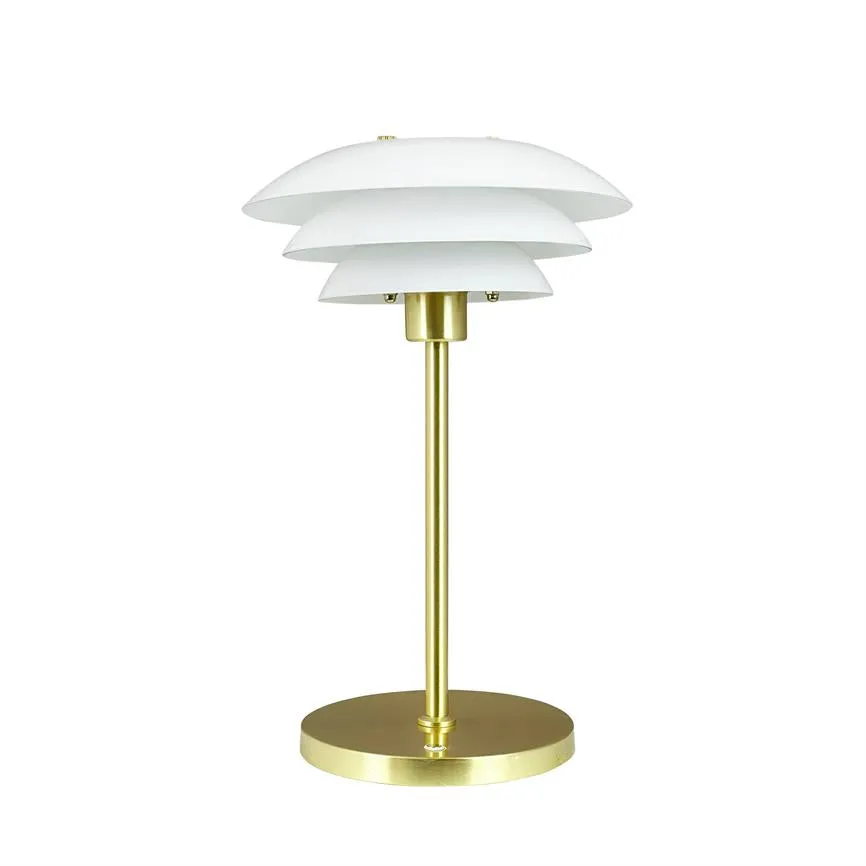 Dyberg Larsen DL20 bordlampe opal messing oppladbar