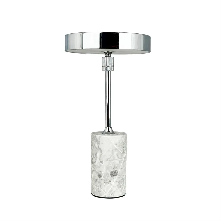 Dyberg Larsen Starlight bordlampe krom grå marmor oppladbar