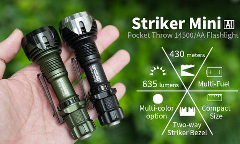 Master LED Striker Mini aluminium lommelykt svart 635 lumen
