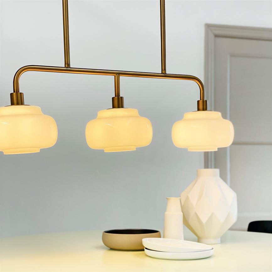 Dyberg Larsen Ossett pendel opal bronse lang 3-lys