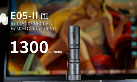 Master LED E05 II Titanium Stonewashed lommelykt 1300 lumen kaldhvit