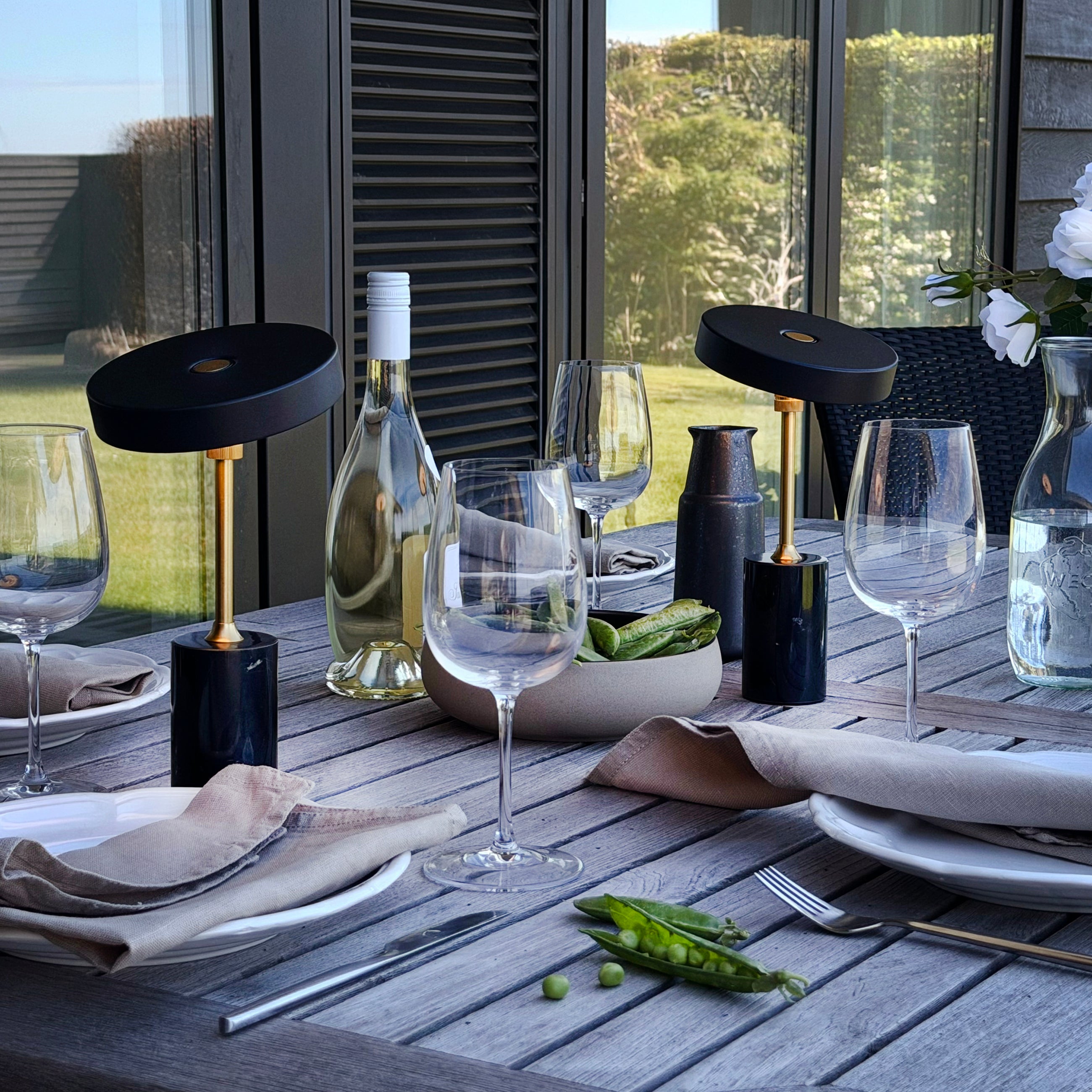 Dyberg Larsen Starlight bordlampe sort marmor oppladbar