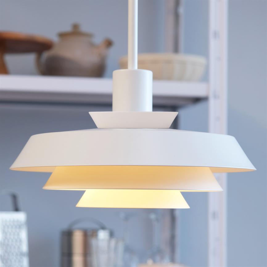Dyberg Larsen DL30 pendel hvit taklampe skjermlampe