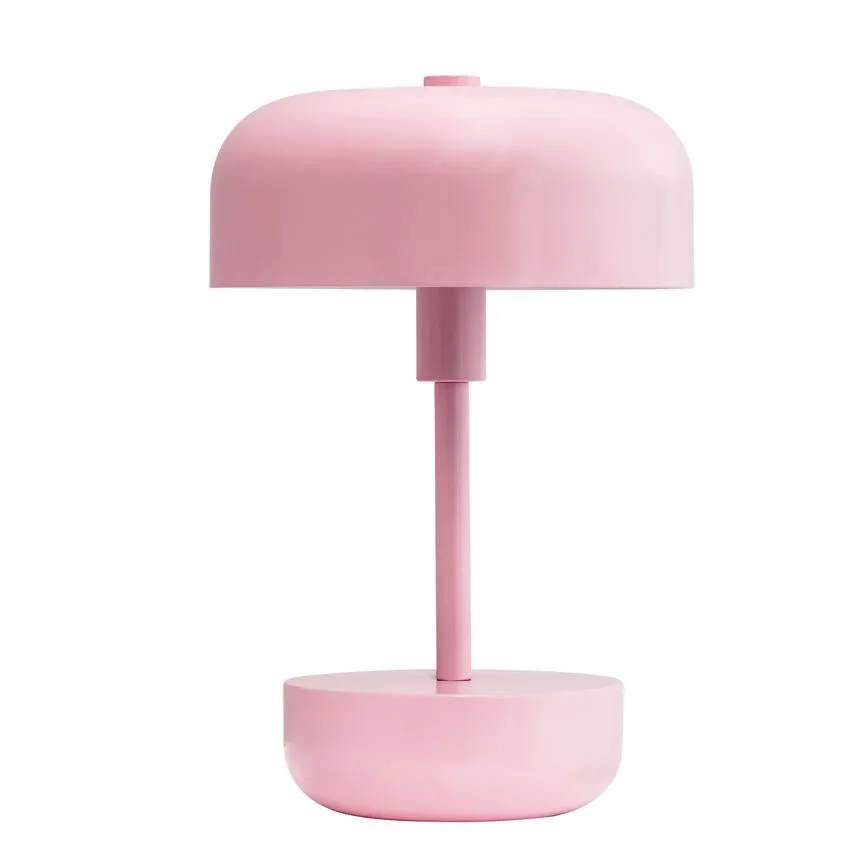 Dyberg Larsen Haipot bordlampe rosa oppladbar LED