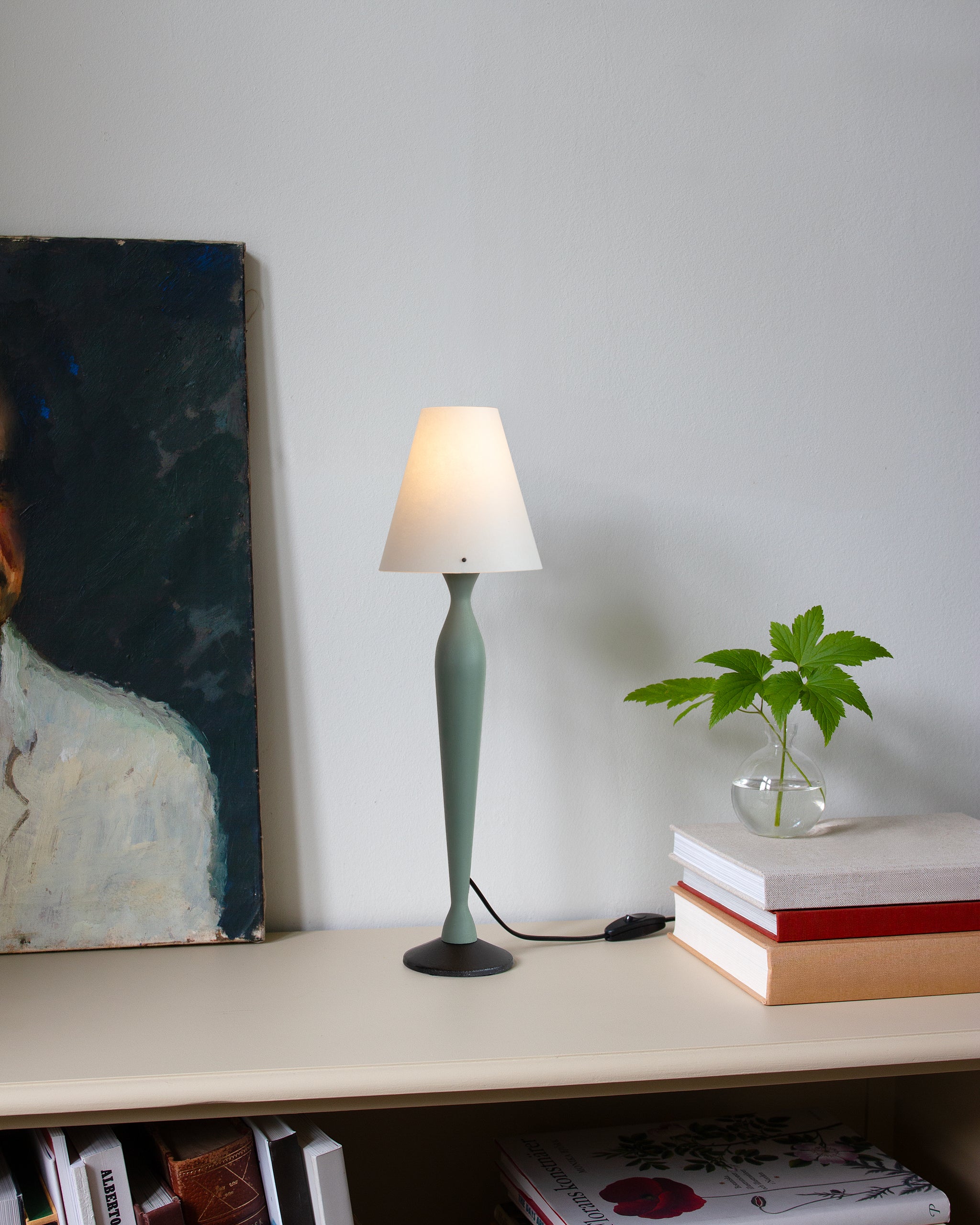 Zlamp Rebecca liten bordlampe grønngrå bjørk