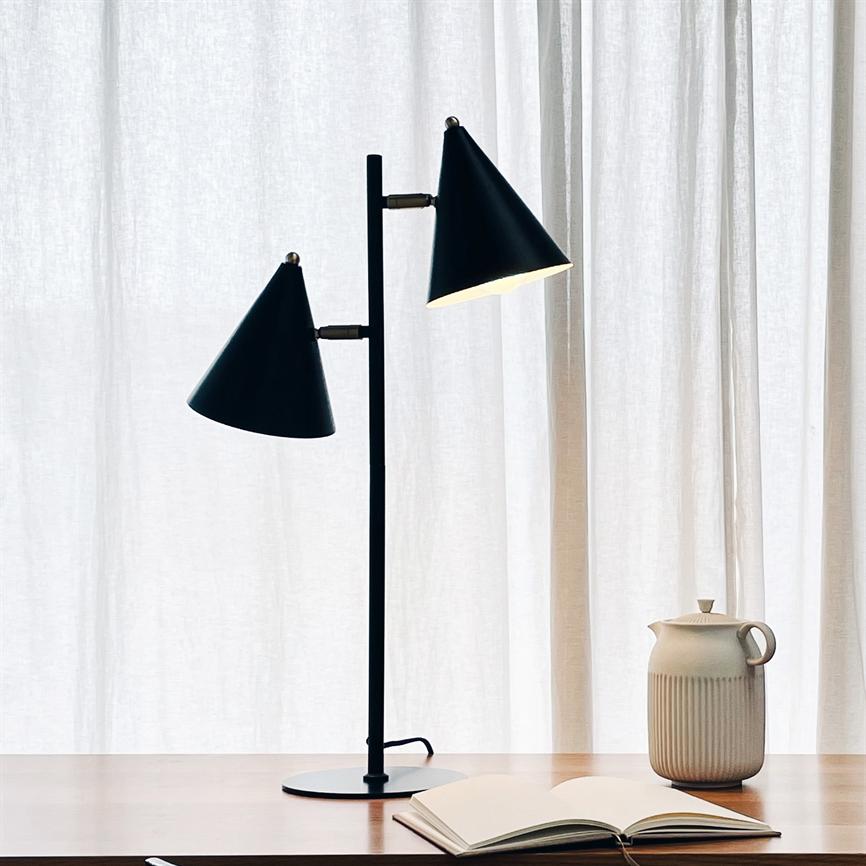 Dyberg Larsen Rouen bordlampe svart E14 dobbel