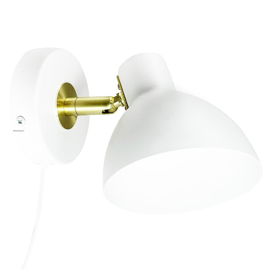 Dyberg Larsen Lilje vegglampe hvit messing vippbar
