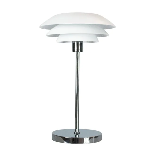 Dyberg Larsen DL31 bordlampe hvit metall kromfot