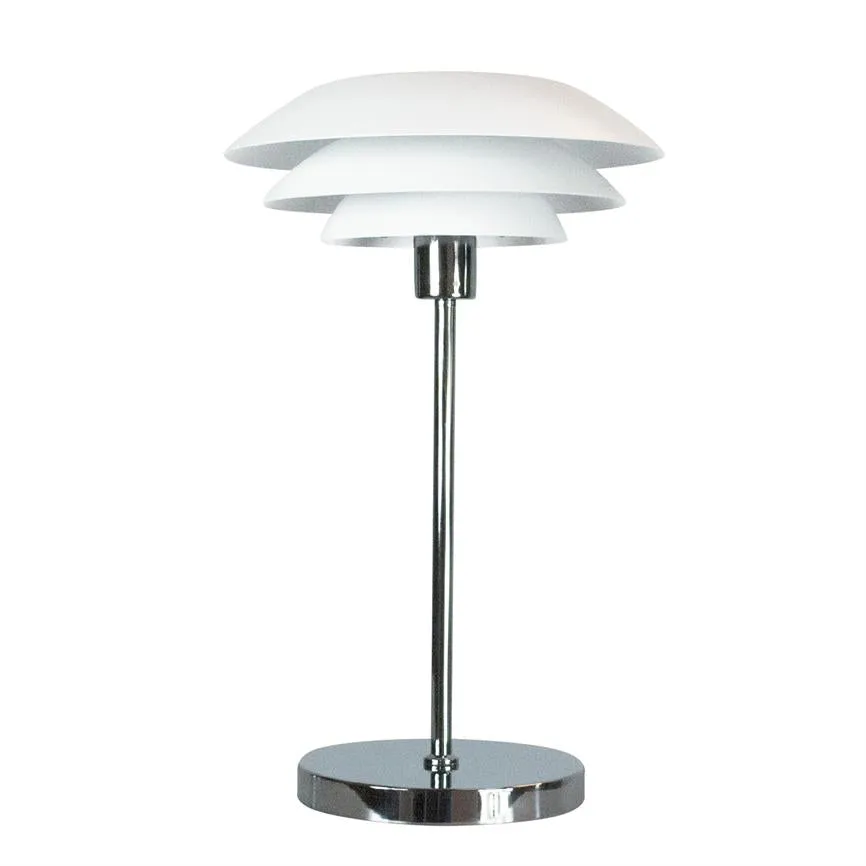 Dyberg Larsen DL31 bordlampe hvit metall kromfot