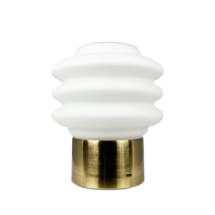 Dyberg Larsen Diva bordlampe messing opal oppladbar