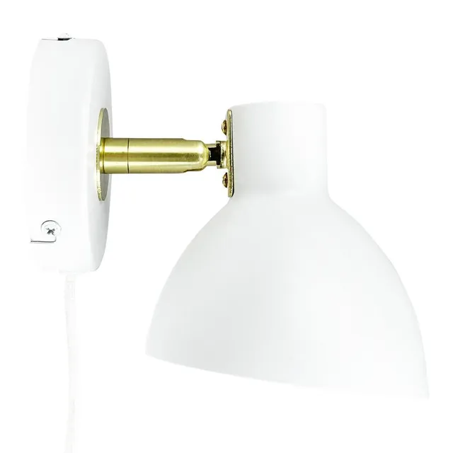 Dyberg Larsen Lilje vegglampe hvit messing justerbar