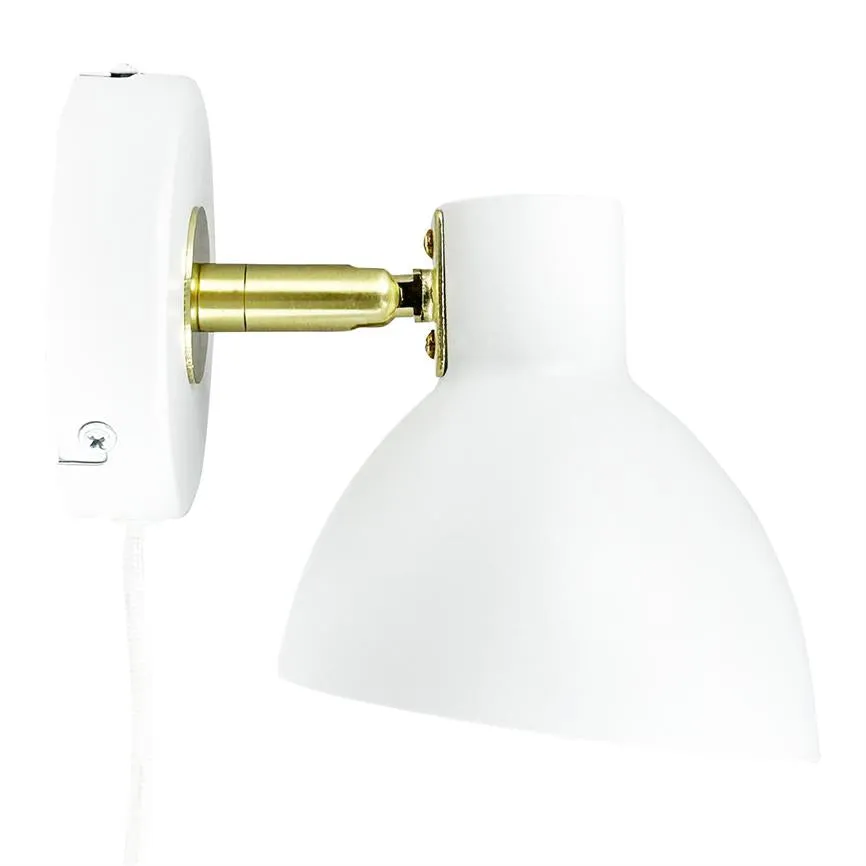 Dyberg Larsen Lilje vegglampe hvit messing justerbar