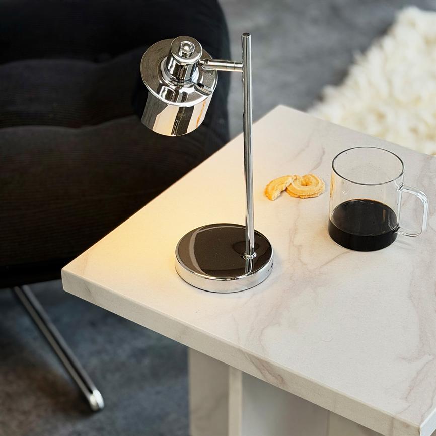 Dyberg Larsen Ocean Mini bordlampe krom oppladbar