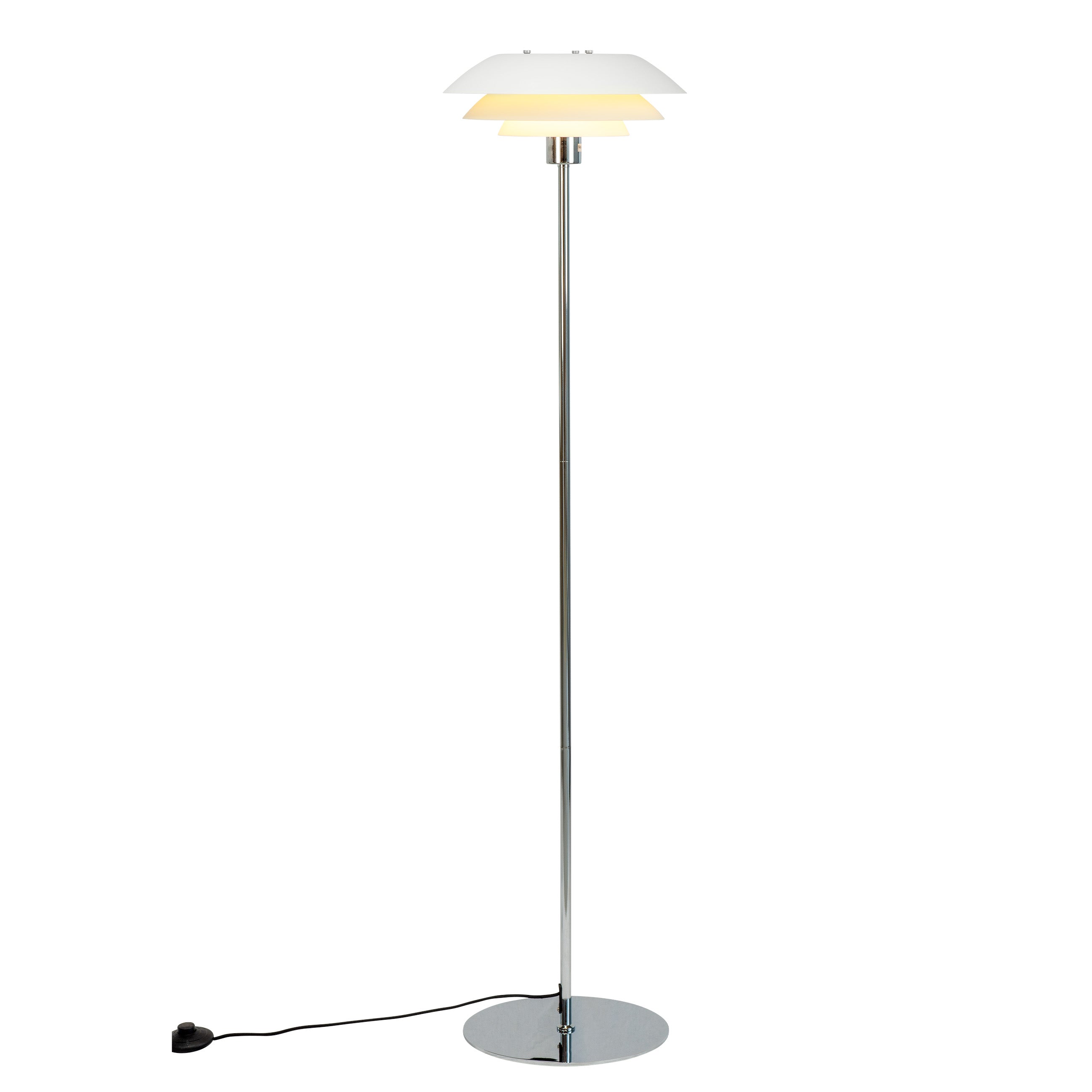 Dyberg Larsen DL31 gulvlampe hvit krom 133 cm