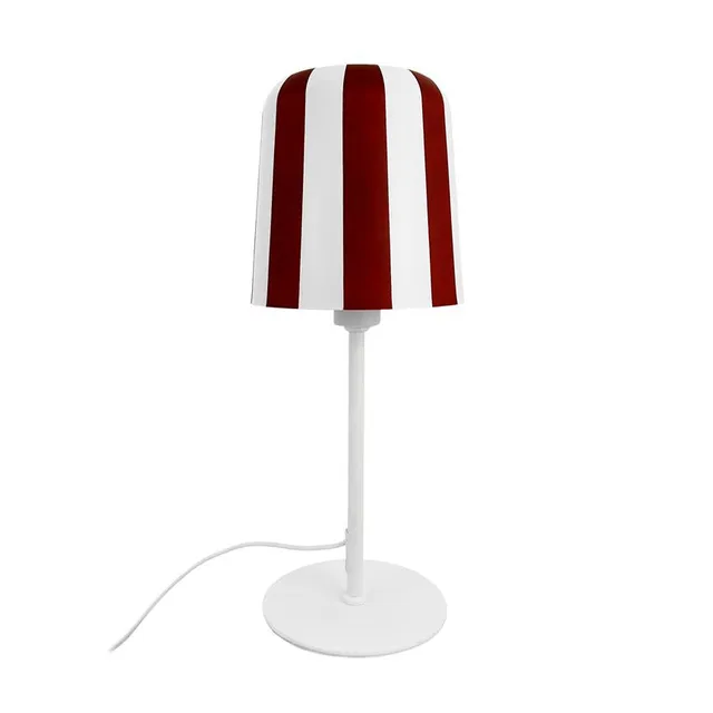 Dyberg Larsen Gry bordlampe mørkerød stripet