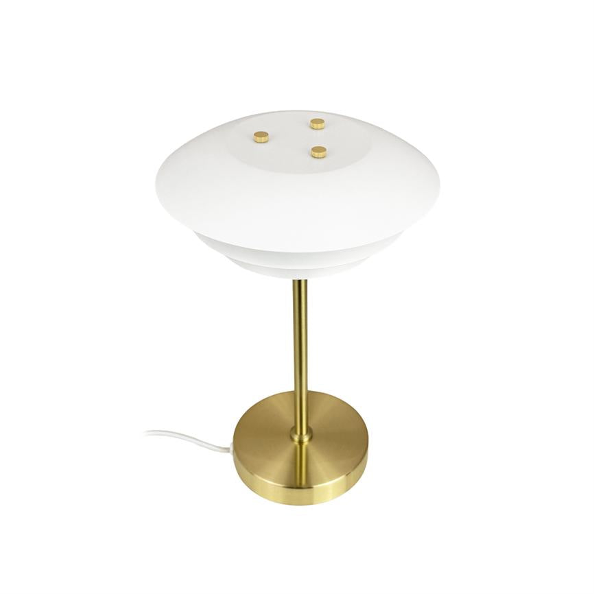 Dyberg Larsen DL20 bordlampe hvit messing 3-skjerm