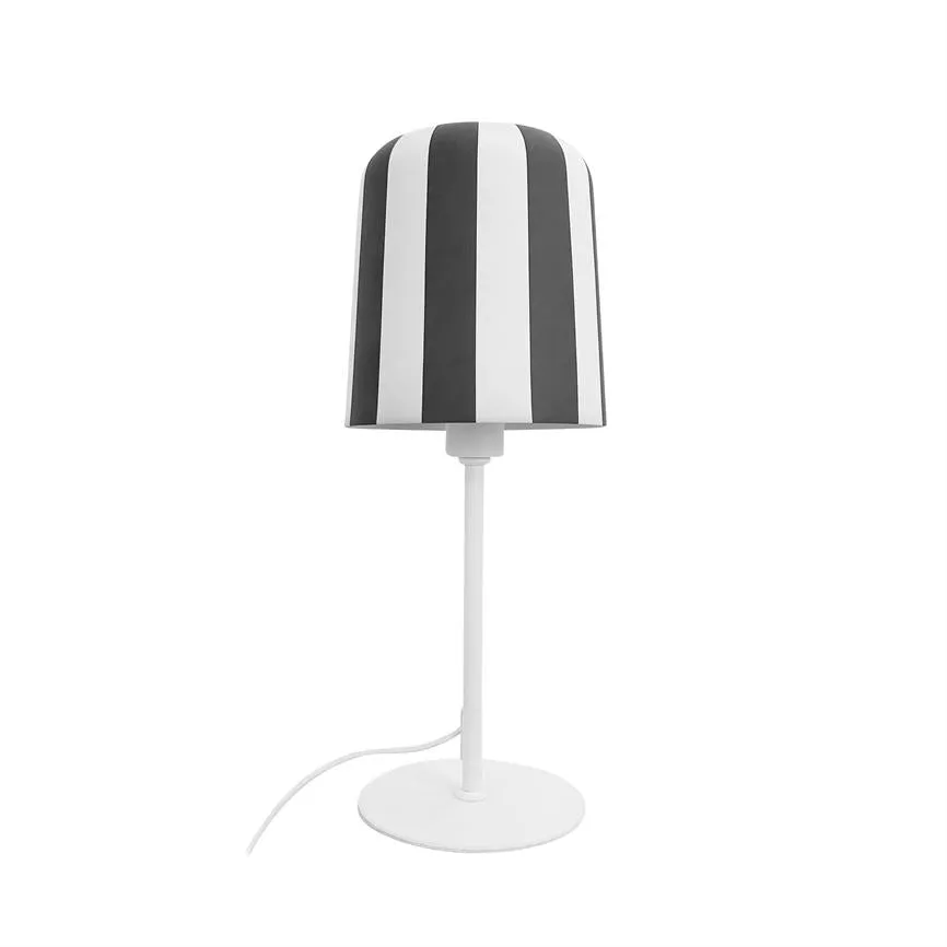 Dyberg Larsen Gry bordlampe grå stripet metall bordmodell