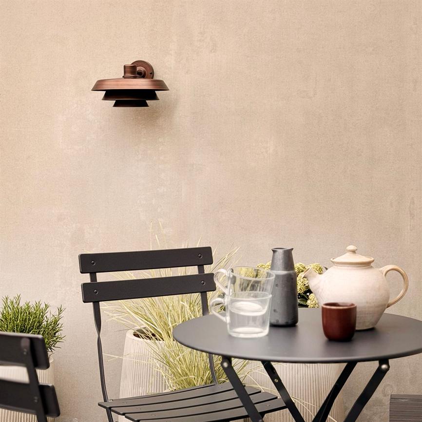 Dyberg Larsen Dune utendørs vegglampe Ø26 kobber look