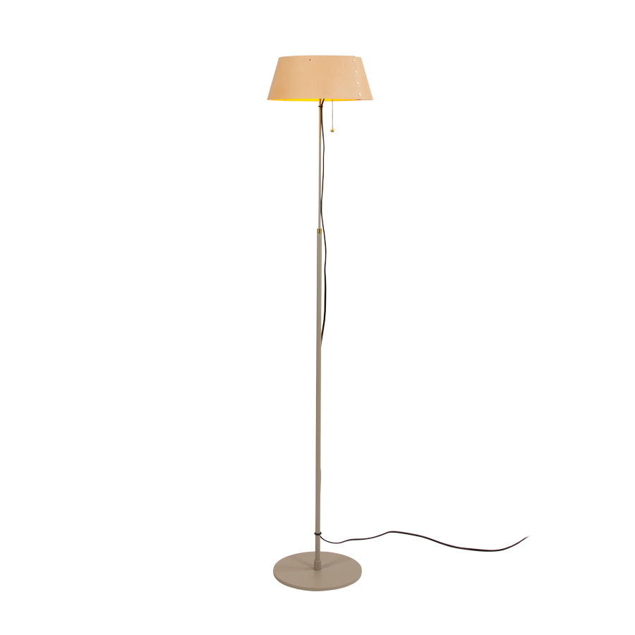 Zlamp Karl gulvlampe cognac lærskjerm greige