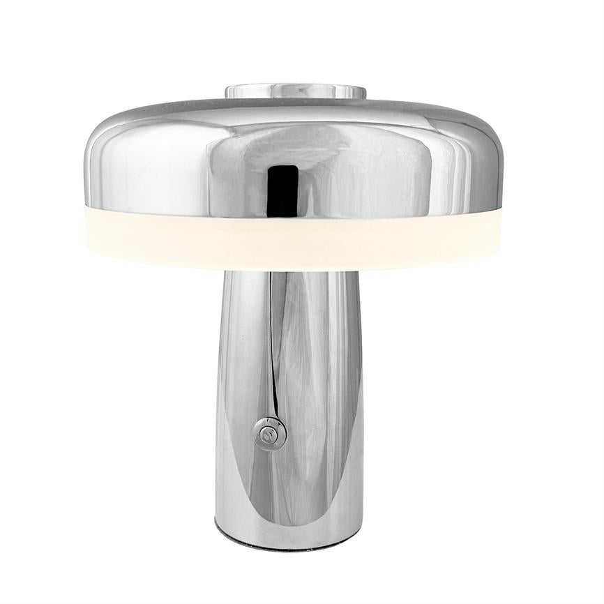 Dyberg Larsen Porter bordlampe krom oppladbar LED