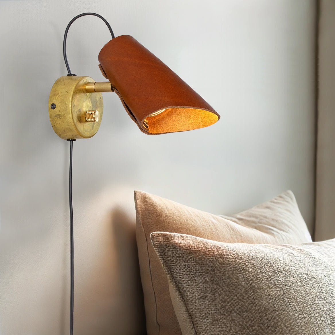 Zlamp Erik 231-16 vegglampe cognac messing med dimmer