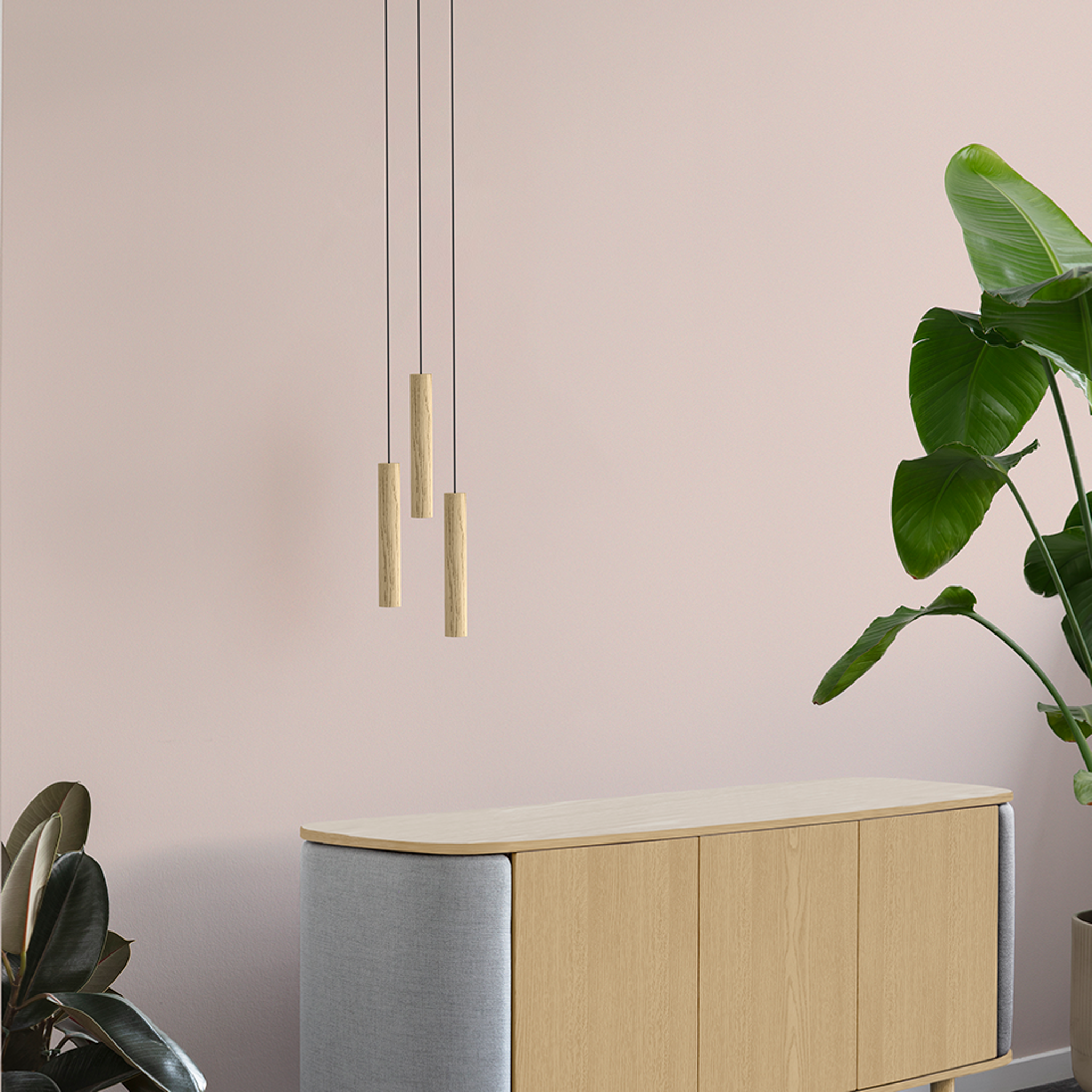 UMAGE Chimes Cluster 3 pendel eik 3 lys