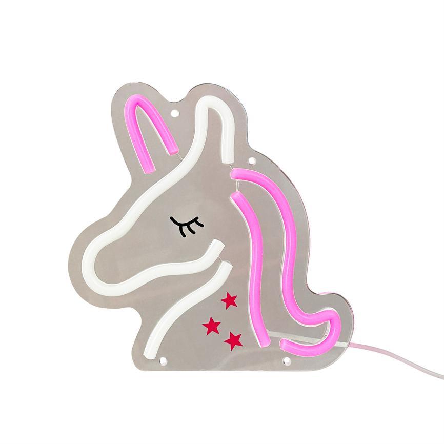 Dyberg Larsen Unicorn LED-skilt rosa/hvit barnelampe