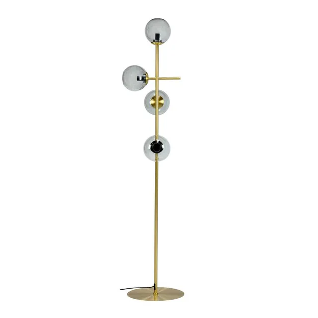 Dyberg Larsen Como gulvlampe messing røykglass