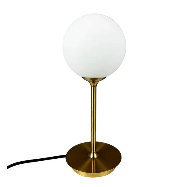 Dyberg Larsen Sia bordlampe messing hvitt glass