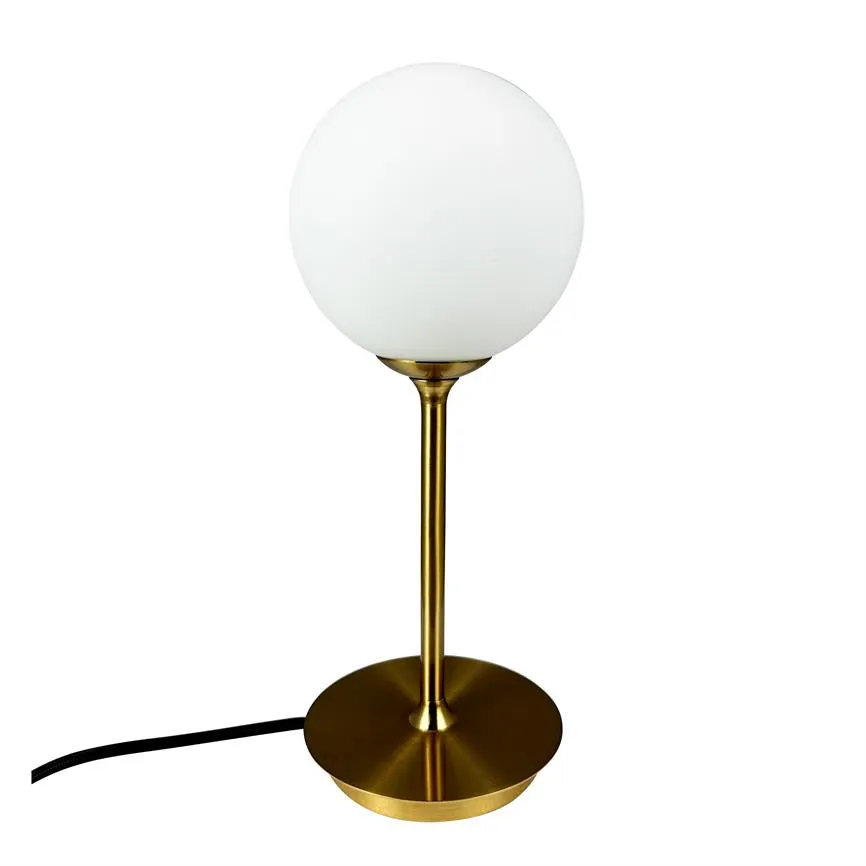 Dyberg Larsen Sia bordlampe messing hvitt glass