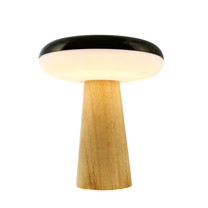 Dyberg Larsen 2 Ways bordlampe svart/tre oppladbar LED