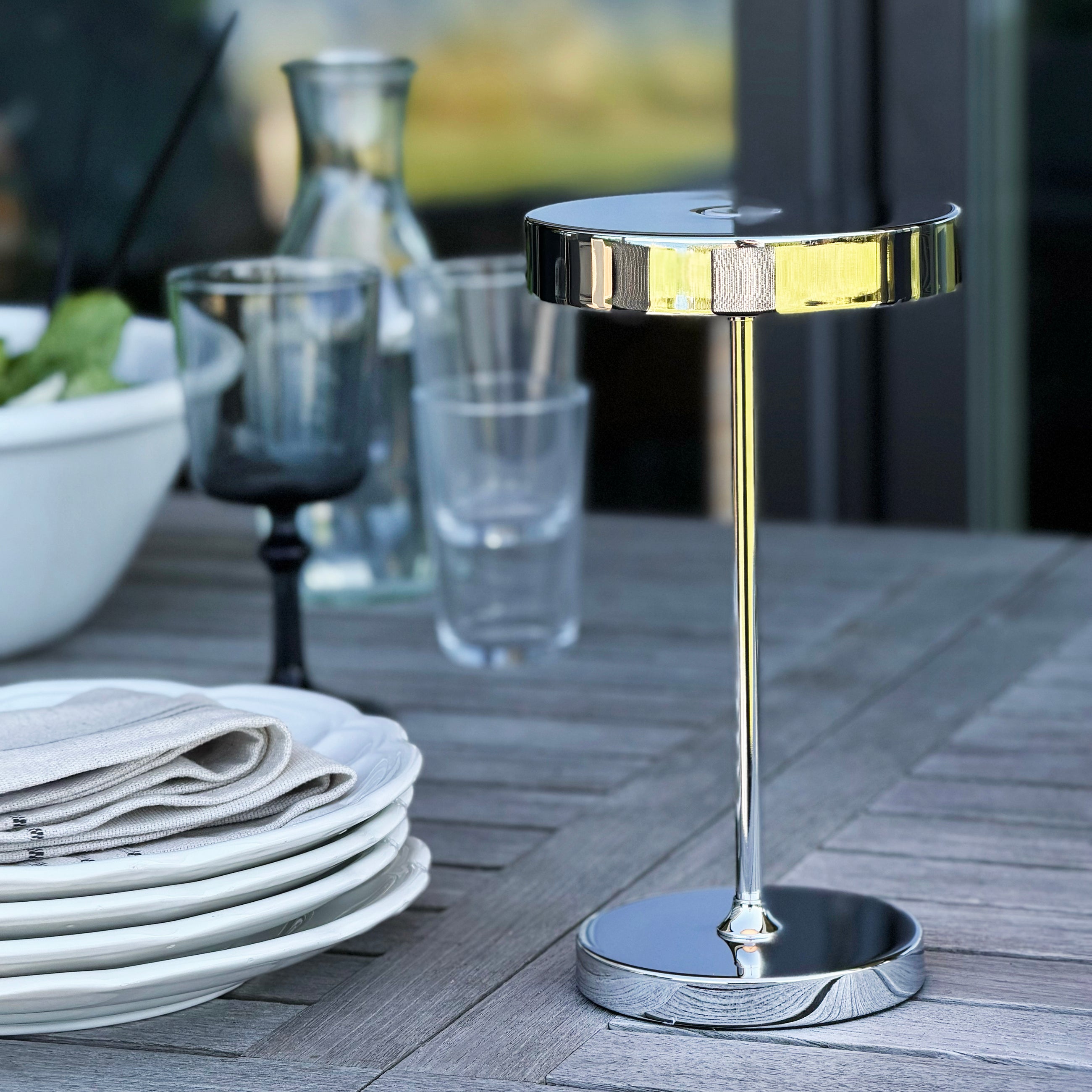 Dyberg Larsen Starlight bordlampe krom oppladbar