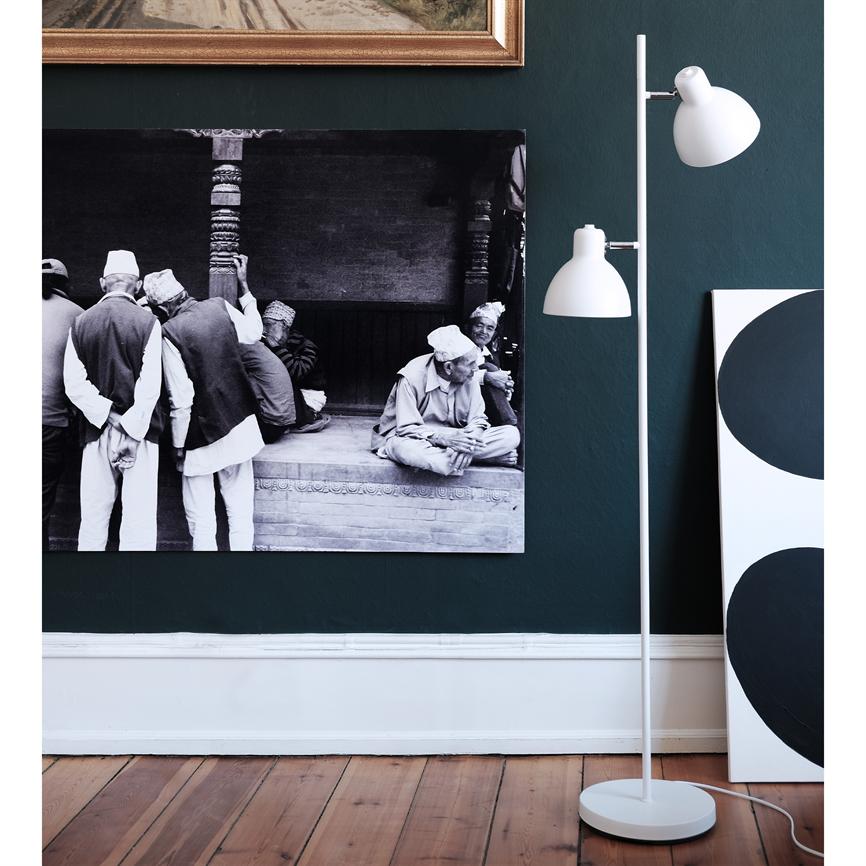 Dyberg Larsen Skagen gulvlampe hvit dobbel skjerm